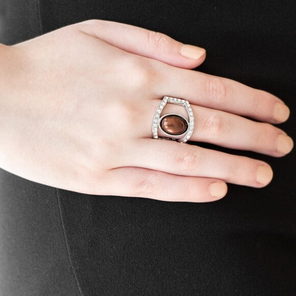 Jewelry - Radiating Riches - Brown Stretchy Band Ring